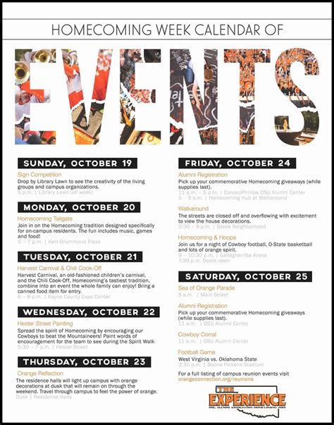 Calendar of Events .